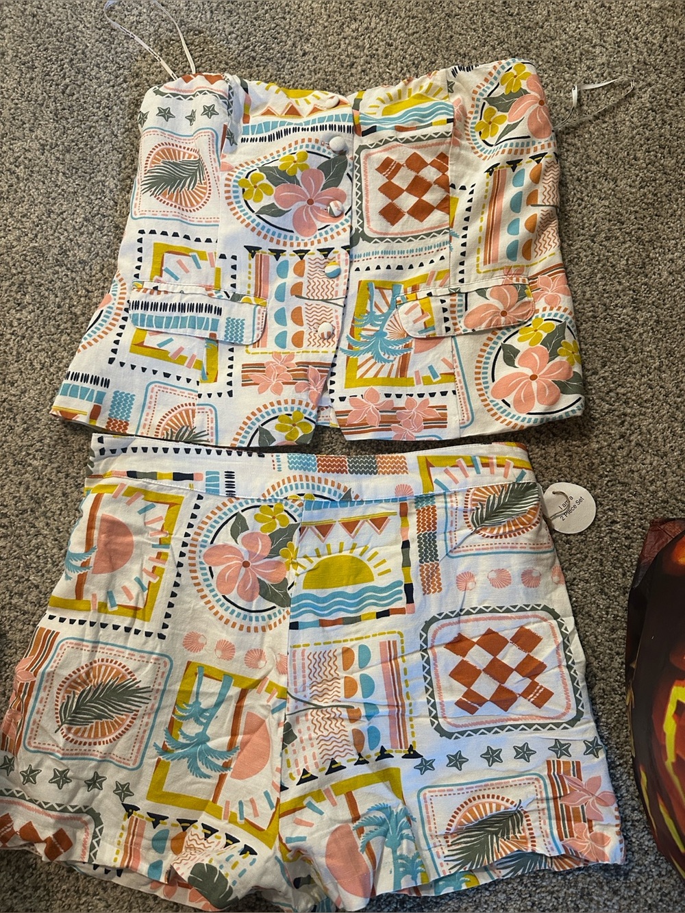 Printed Patchwork Drawstring Waist Women’s Shorts - Multicolor